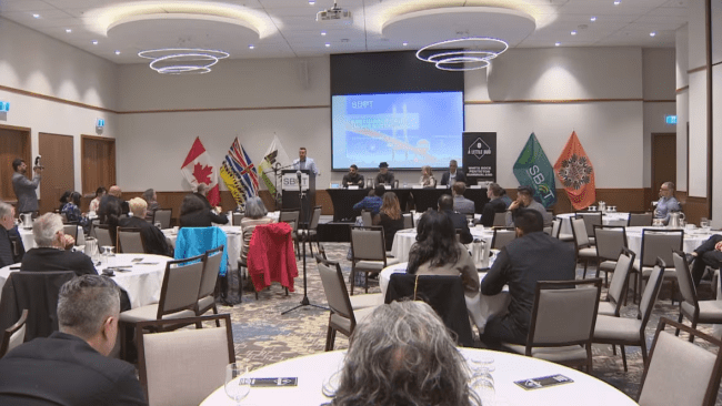 Industry stakeholders gathered at an event by the Surrey Board of Trade to discuss cannabis stores operating in the city. (CBC News)